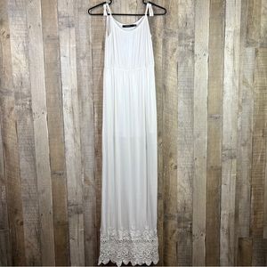 Ark & Co. Small White Maxi Dress With Braided Rope style Straps & Lined